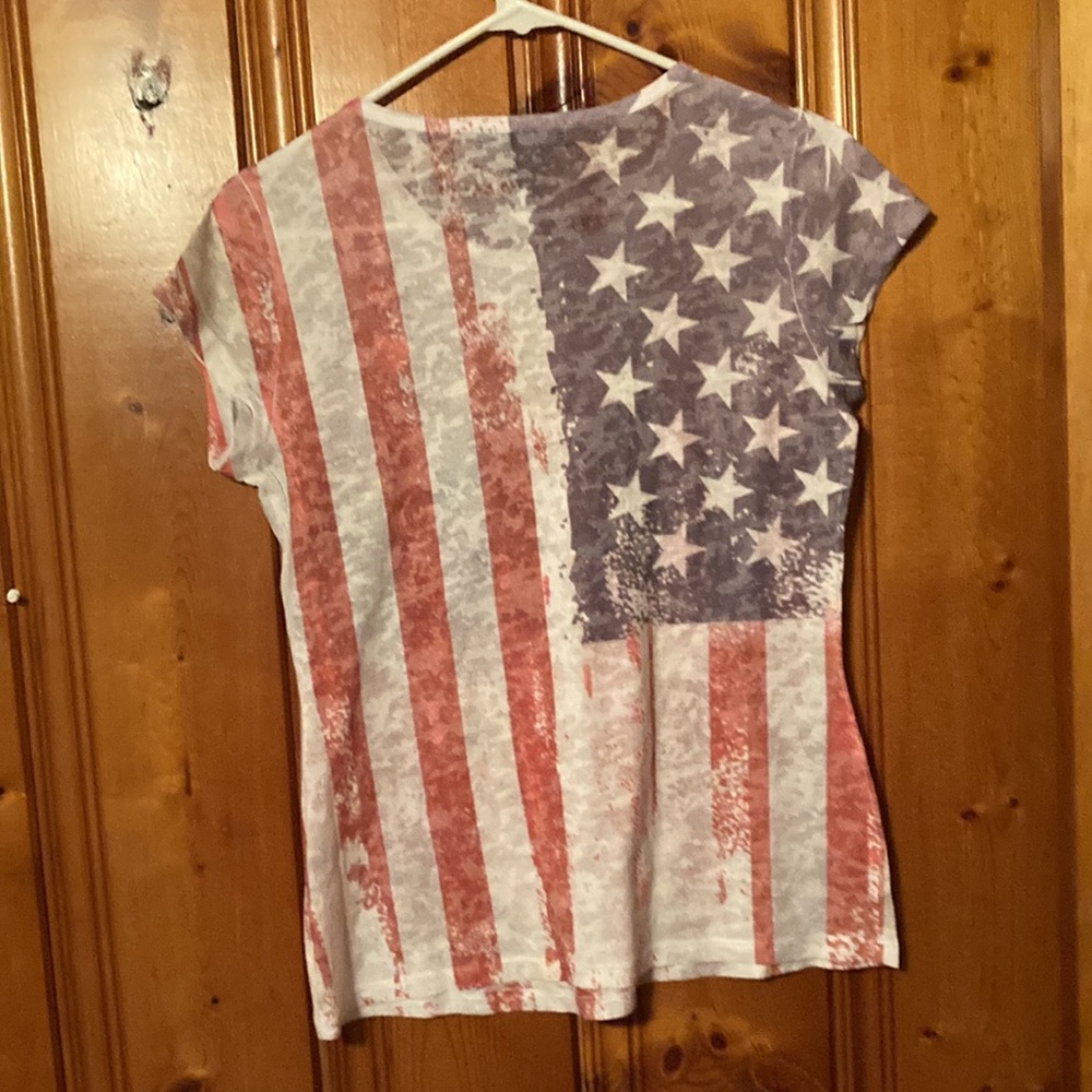 Size says medium but fits like a small INC Concepts short sleeve USA flag shirt